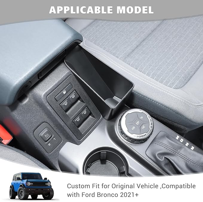 Jimen Center Console Hanging Organizer Compatible with Ford Bronco 2021-2025, Armrest Side Tray Storage Box