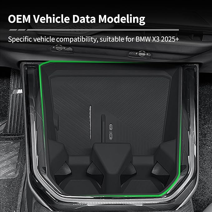 2 in 1 Wireless Charging Mat Cup Holder Organizer Compatible with BMW X3 2025, Center Console Organizer Wireless Charging Pad, Silicone Cup Holder Insert Accessories for 2025 2026 BMW X3