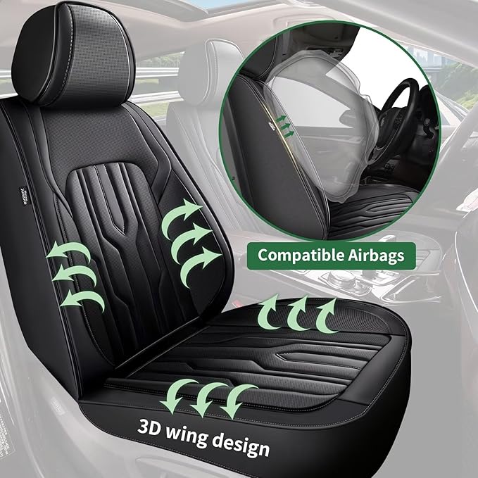 YORKNEIC Seat Covers Full Set for Volvo V70 1998-2010: 5 Seats Leather Car Seat Covers Protector (2 Row 5 Seat, Black)