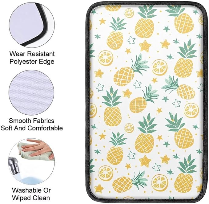 Pineapple Car Center Console Cushion Pad Dustproof Automotive Armrest Seat Box Cover Universal Fit Most Vehicles Sedan Van Truck SUVs, Waterproof & Breathable