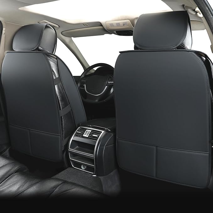 Vankerful Leather Seat Covers for Cars,Car Seat Covers Full Set,Automotive Seat Covers for Trucks,SUV,Leatherette,Universal Fit,Airbag Compatible Vehicles Seats Cushions(Full Set,Black-Red)
