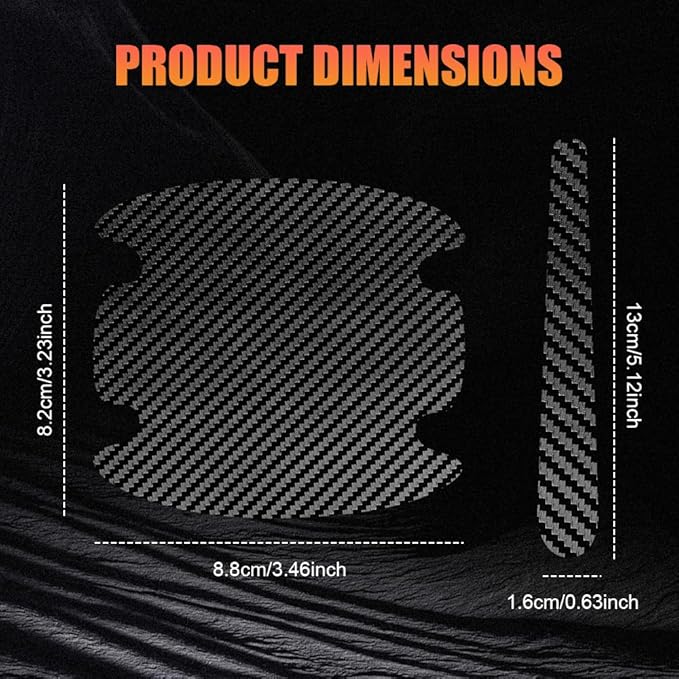 8PCS Car Door Handle Scratch Protectors, Car Door Handle Stickers, Carbon Fiber Texture Anti-Scratches Bowl Sticker, Car Door Handle Paint Guard Cover Universal for Most Car, Truck (Black)