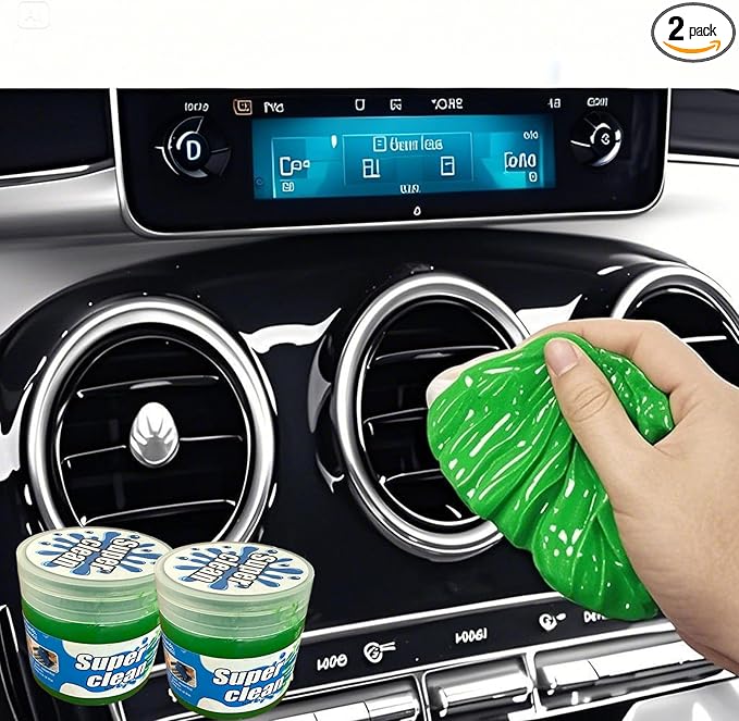 Car Cleaning Gel,2 Pack Green Car Cleaning Putty,Reusable Car Interior Air Vent Dust Cleaner Slime Putty for Printers, Camera, Calculator, Keyboard