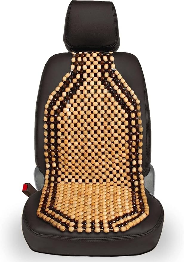 VaygWay Wood Beaded Comfort Seat Cushion – Wooden Beaded Comfort Car Seat Cover –Double Strung Car Massaging Cool Cover Car Chair w/High Ventilation – for Truck or Office Chair