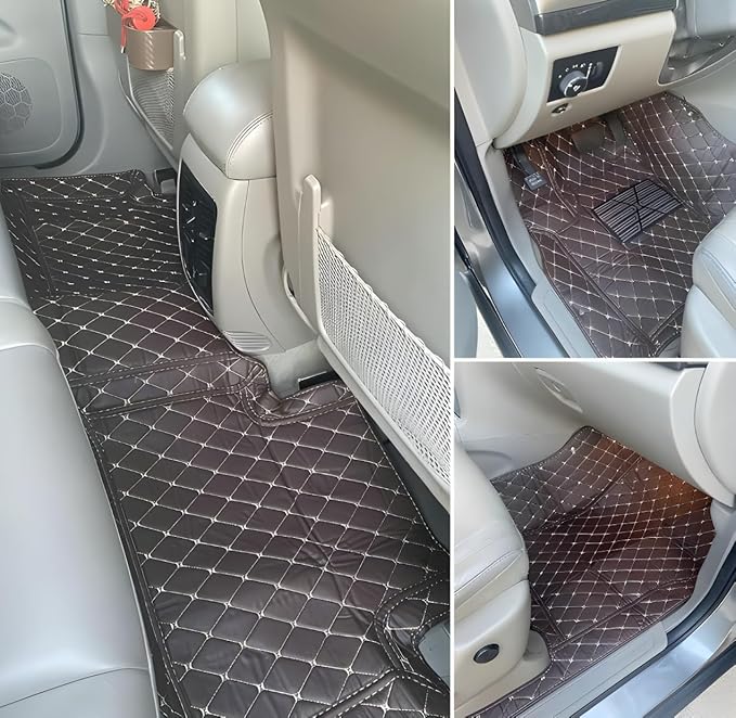 Customize Car Floor Mats for 99% Sedan SUV Sports Car All Weather Leather Full Coverage Waterproof Non-Slip Vehicle Lining Pads (Black Blue)