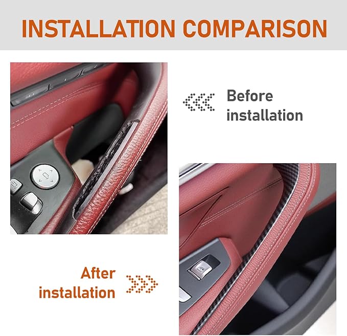 Yumfugu Pack-2 Automobile Side Handle Covers, ABS Door Pull Protectors, Car Armrest Pads, Compatible with BMW New 5 Series (Carbon Fiber Black)