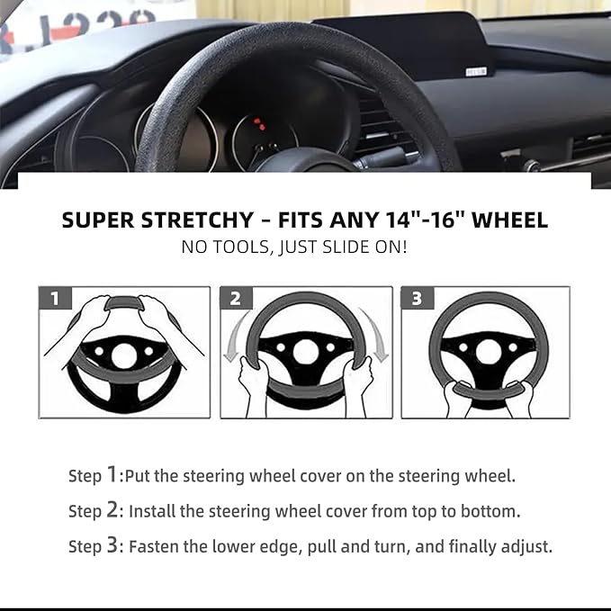 30% Thicker Universal Stretchy Silicone Steering Wheel Cover for 14” 15” 16” Wheels - Anti-Slip Grip & Enhanced Control for Men & Women, All Weather Protection (Rose red)