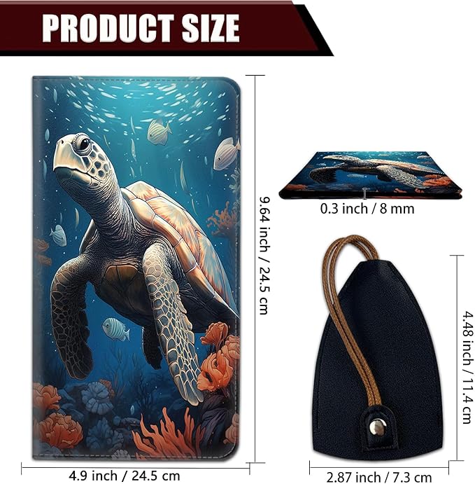 Yuxcfhjfe Car Registration and Insurance Holder, PU Leather Auto Document Holder for Men&Women, Vehicle Glove Box Compartment Organizer with Magnetic Shut for Driver's License, The Sea Turtle Pattern