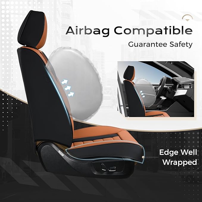 Coverado Car Seat Covers, Front Covers for Cars, Car Seat Cover Front Seats, Automotive Seat Cover, Waterproof, Leather Car Seat Cushion, Universal Interior Covers Seat Protectors for Most Cars