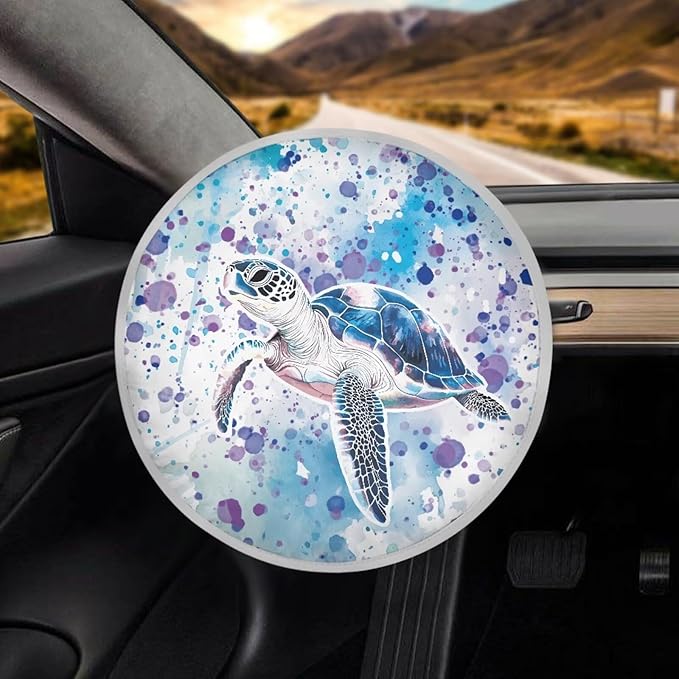 Blue Turtle Reflective Steering Wheel Shield Fashion Car Rudder Shade Cover for SUV Vehicle Sedan Truck Car Accessories Gift for Friends