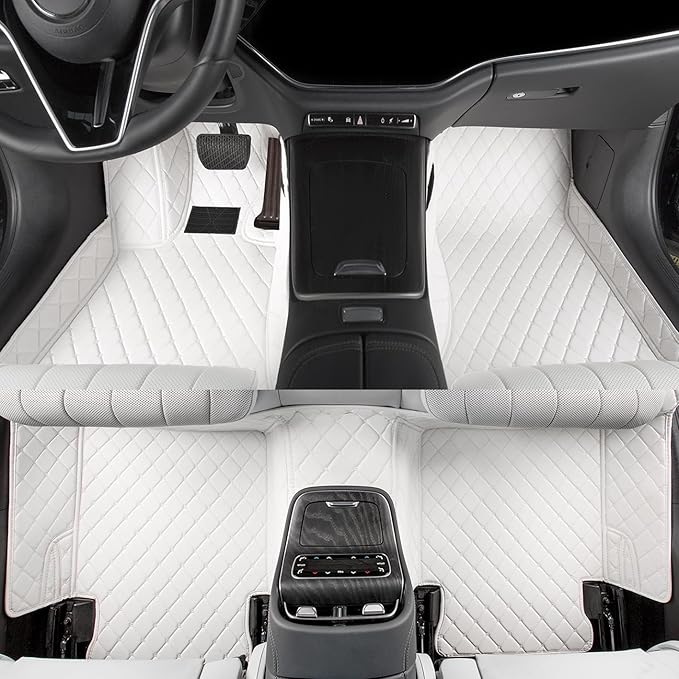Luxury car Floor mats are for 99% of Vehicle Models,All Weather car Floor mats Provide Comprehensive Protection for Vehicles,Floor mats for car Personalized Customization! (White)