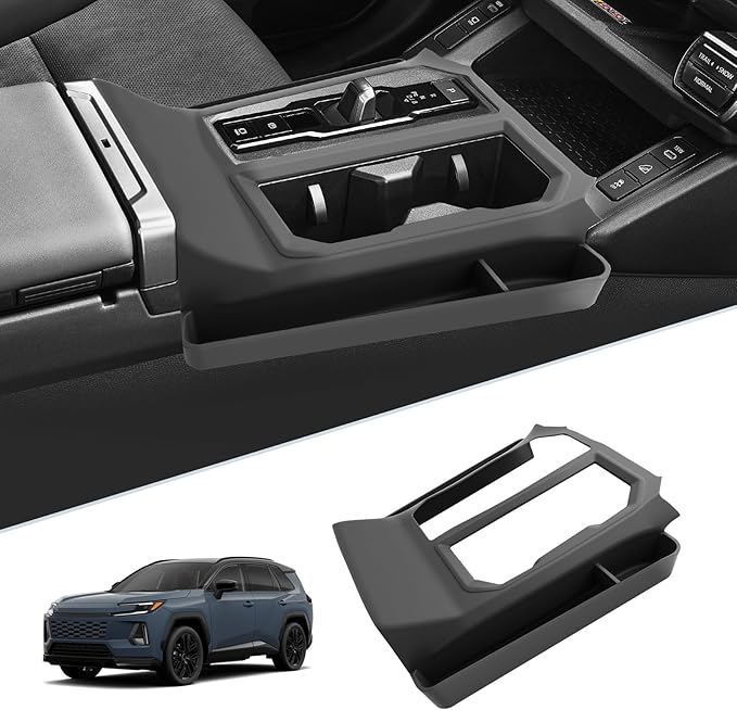 SKTU 2PCS for 2026 Toyota RAV4 Center Console Gear Shift Mat for 2026+ Toyota RAV4 (LE/SE/XLE Premium/Woodland/XSE/Limited) Console Gear Shift Mat & Gear Shift Panel 2026 RAV4 Accessories Storage Box