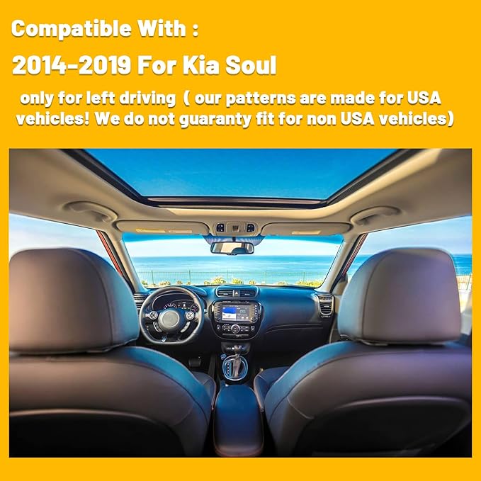 Dashboard Dash Board Cover Mat Pad Carpet Non-Slip Custom Compatible with Kia Soul 2014-2019 Protector Sun Shield