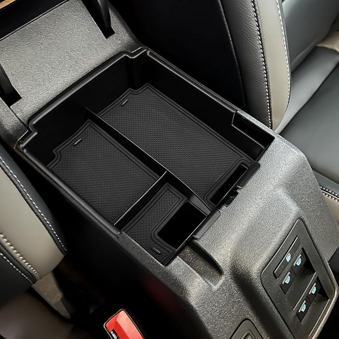 Zxiaochun Center Console Tray Compatible with 2025 Ford Bronco 4-Door Accessories, Full Size Console Armrest Box Organizer, ABS Plastic Black (Not for 2-Door & Bronco Sport)