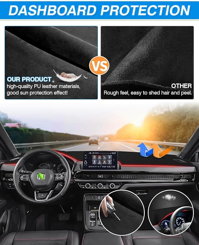 CARTIST Dashboard Cover Fit for CRV CR-V 2023 2024 2025 Accessories Dash Cover Mat Non-Slip Pad Carpet Anti-Glare(Without HUD)