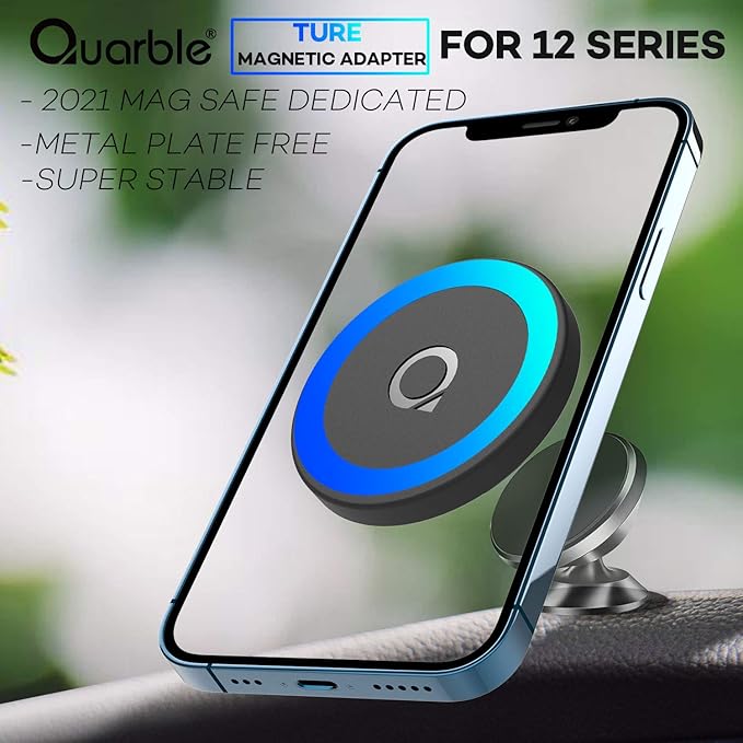 Magnetic Adapter Compatible with MagSafe Case and iPhone 16 15 14 13 12 Pro Max Mini, Attached to Old Magnetic Car Phone Mount Holder No Metal Plate Needed