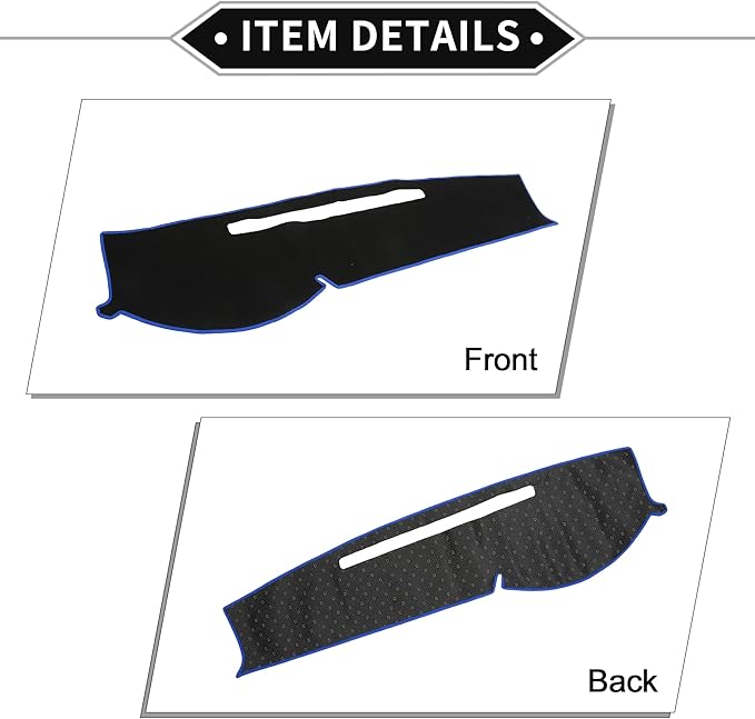 Dash Cover Compatible for Toyota Tacoma 2005-2015, Non-Slip Polyester Black Blue Center Console Dashboard Cover Pad Carpet