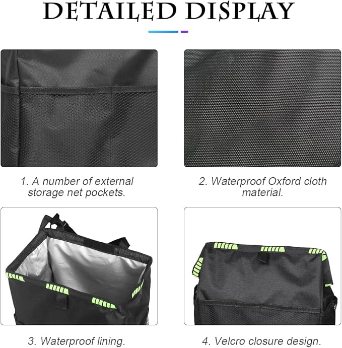 Fekey&JF Hanging Car Trash Can with Storage Pockets, Waterproof Leakproof Oxford Auto Garbage Bag, Multi-Use Organizer for Outdoor Traveling, Foldable Trash Bin for Truck, SUV, Car (Green)