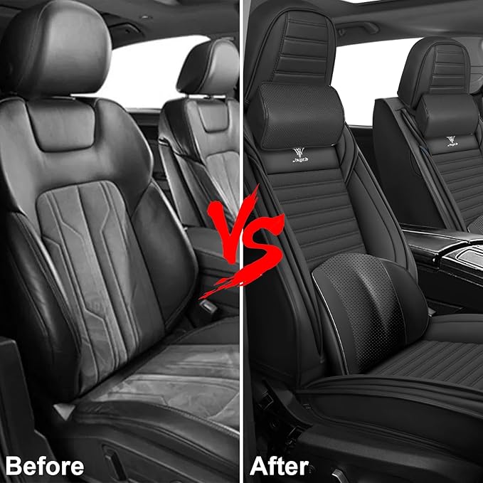ARTIBY Seat Covers Custom Fit for Mitsubishi Outlander 2004-2025, Breathable and Comfortable Leather Seat Cover, Deluxe Waterproof Cushion Cover Auto Interior Accessories (Black)