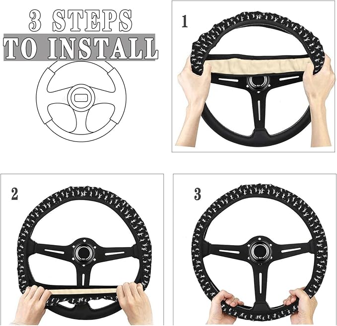 FeHuew Dancing Girls Boys Steering Wheel Cover for Women, Girls 15 inch Universal Auto Car Anti Slip Wrap Steering Wheel Covers Fit for Vehicles, Truck, SUV