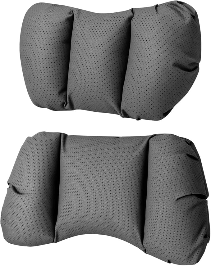 Car Neck Pillow & Lumbar Support for Suzuki Ertiga / XL7 2019-2026 Ergonomic Breathable Mesh Auto Seat Back Cushion Headrest,Black-Neck & Lumbar Set
