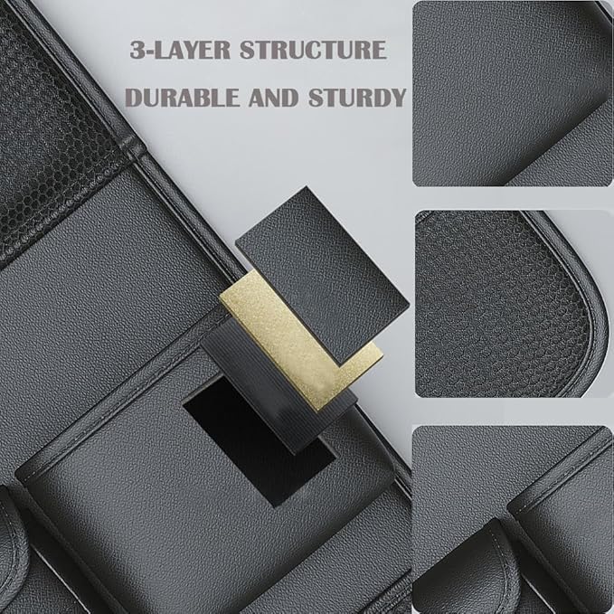 QIANKUNBAG 2 Pack Leather Car Backseat Organizer with Foldable Table Tray, Car Storage Organizer with Tablet Holder, Car Seat Back Protectors Kick MatsTravel Accessories