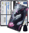 Car Document Holder with Magnetic Shut, Car Registration and Insurance Card Holder, Vehicle Glove Box Organizer Documents, Driver License, Auto Paperwork Organizer Wallet, Dragon In Lotus Pattern
