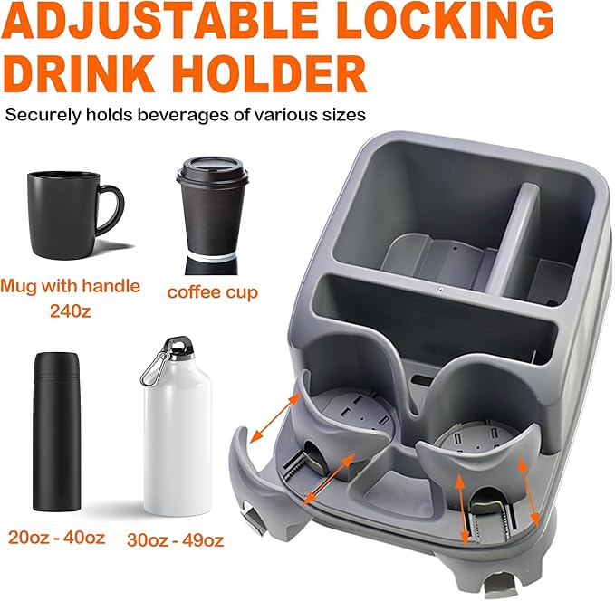 Keyiduid Center Console for Cars, Car Center Console Organizer, Console Cup Holder for Trucks, Floor Cup Holder for Truck, Minivans, Suvs, Vehicle Organizer (Gray)