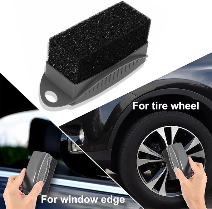 2 PCS Tire Shine Applicator, Flat Dressing Waxing Sponge Pads With Lid Cover, Reusable Polishing Cleaning Foam Applicators With Rectangular Box, Car Accessories (Gray)