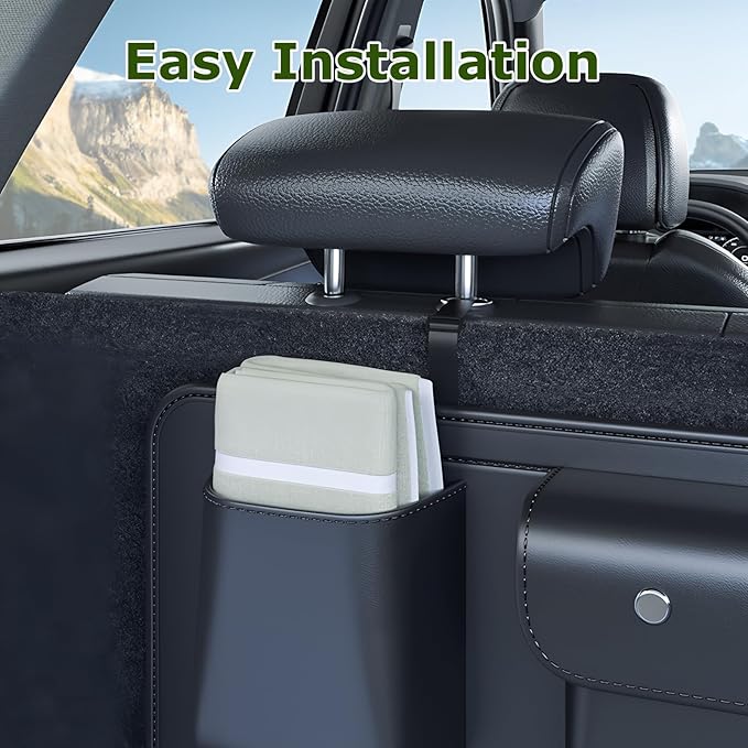 Car Trunk Organizer, Collapsible Hanging Cargo Storage Bag with 5 Pockets, Durable Foldable Backseat Organizer for SUV, Truck, MPV, Sedan