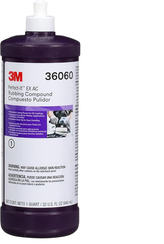 Perfect-It Perfect-It EX AC Rubbing Compound, 36060, Fast Cutting, High Performing, 1 qt (32 fl oz)