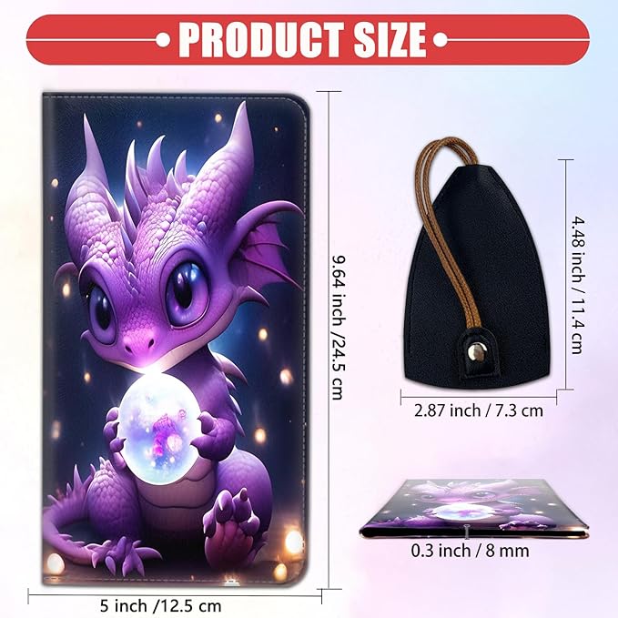 Car Document Holder with Magnetic Shut, Car Registration & Insurance Card Holder, Waterproof PU Leather Glove Box Organizer Vehicle Accessories Driver License for Women/Men, Baby Dragon Pattern