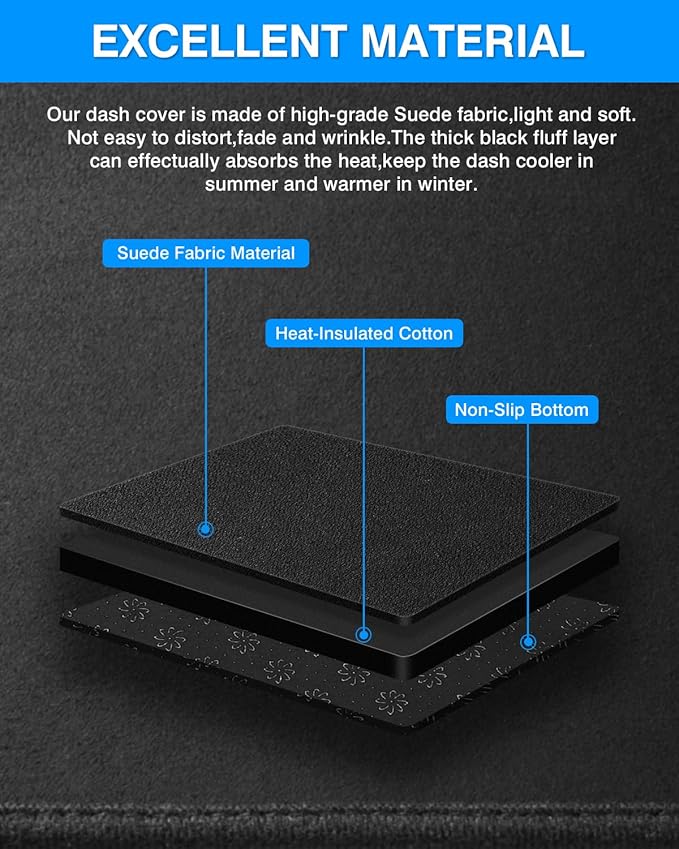 Cartist Dashboard Cover Mat for 2019-2022 2023 2024 2025 Toyota RAV4 Accessories Dash Cover Suede Dash Mat Sunshade Glare UV Rays Protector