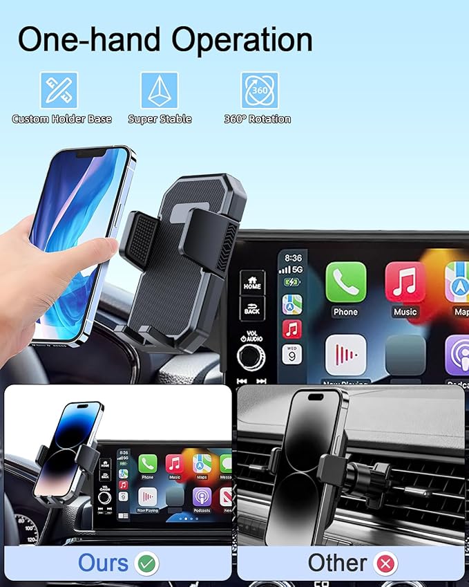 PZK Car Phone Holder for Hyundai Elantra 2021-2025 SE/SEL/Sport/Limited/N Line Accessories Custom 8-Inch/10.25-Inch Screen Auto Lock Car Phone Holder with 360° Rotating Extension Rod Not Affect Screen