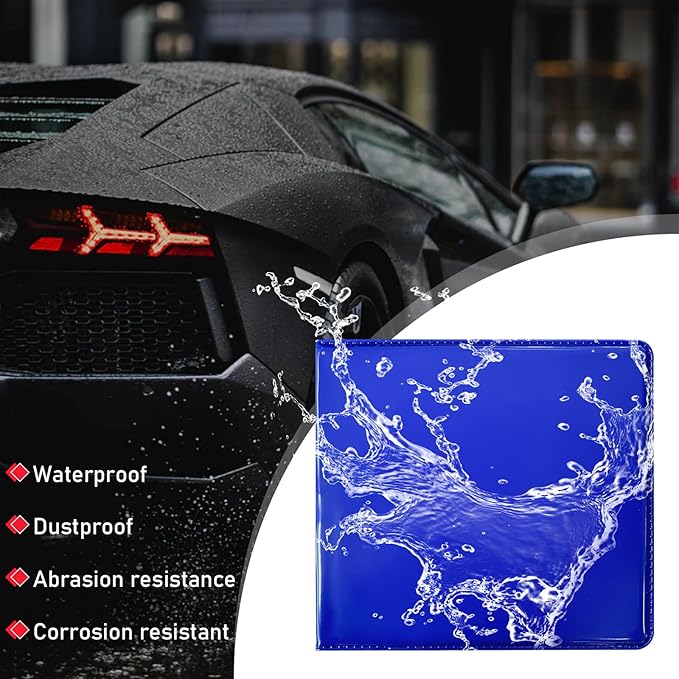 Ziciner Car Registration and Insurance Holder, 5.2"× 4.7" Premium Auto Glove Box Organizer with Closure, Essential Vehicle Document Holder for Card, Driver License (Blue)