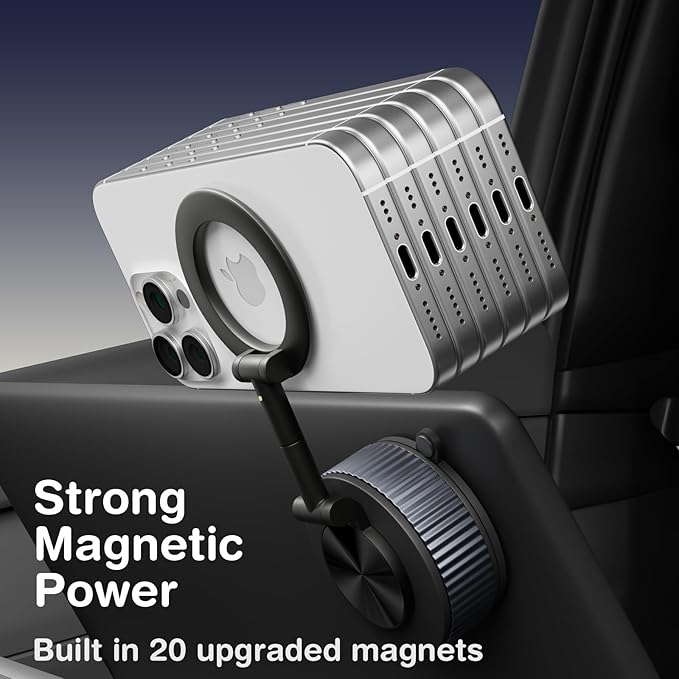 YIUS Magnetic Car Phone Holder for Magsafe [78+LBS Strongest Suction & 2400gf Magnetic] 360° Adjustable Phone Mount, Car Accessories for Tesla for iPhone 17 Pro Max 16 15 14 13 12 Air Plus