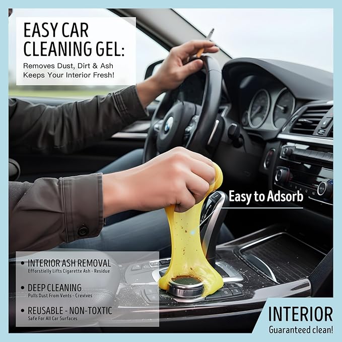 Car Cleaning Gel,Reusable Car Cleaning Putty for Interior Detailing, Car Cleaning Supplies, Auto Detailing Tools, Car Slime for Dust Removal, Car Accessories Interior, Car Cleaning Kit(Yellow, 5.0 OZ)