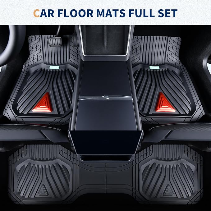 FLORICH Car Floor Mats, Heavy Duty Floor Mats for Cars, 3 Piece All-Weather Floor Mats with Anti-Slip Backing, Universal Trim-to-Fit, Waterproof Automotive Floor Mat for Cars Trucks SUV (Red)
