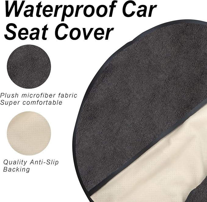 nbnhxnff Sweat Towel Car Seat Cover Protector Front Seats for Gym Workout, Running, Swimming, Beach and Hiking, Waterproof Universal Seat Cover for Car, Trucks, Van & SUV (Black, 2pcs Front Seat)