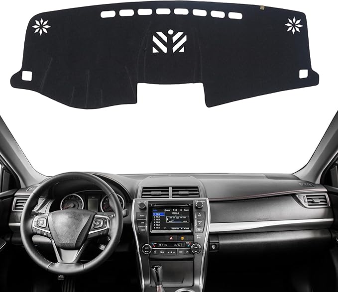 KEYOOG Dashboard Cover Dash Mat Fit for to-yota Camry 2017-2012 (for Left Hand Drive),Car Dash Board Mat Anti-Glare Carpet,Non-Slip Pad Sunshield Protector (Black)