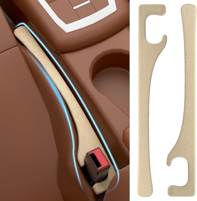 JAGAOSL Car Seat Gap Filler, Universal Fits Car SUV Truck PU Leather Crevice Blocker, Between Seat and Center Console, Stops Cellphone Wallet Keys Coins from Dropping, 2 Pack Beige