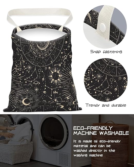 APVDSH Car Trash Can, Seat Back Hanging Car Trash Bag, Cute Canvas Car Garbage Bag, Essential Car Trash Bin Car Organizers Sun and Moon