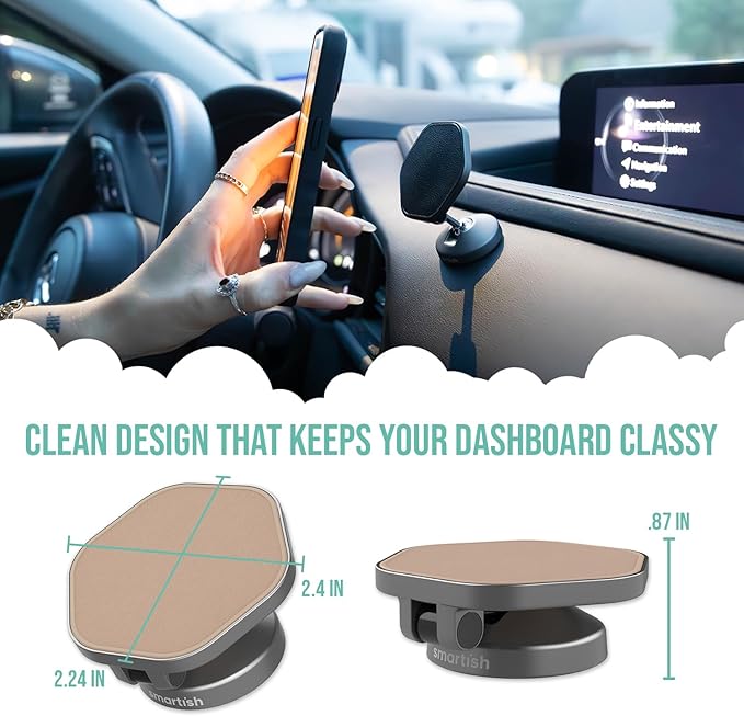 Smartish® MagSafe Mountaineer Car Mount - Compatible w/Apple iPhone 17/16/15/14/13 - Magnetic Stick on Adhesive Phone Holder - Extra Strength Magnet for Apple Accessories - Beige Against The Machine