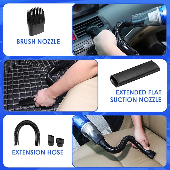 Viewsun 18PCS Car Cleaning Kit, Car Interior Detailing Kit with Blue High Power Handheld Vacuum, Detailing Brush Set, Windshield Cleaner, Cleaning Gel, Complete Auto Accessories for Men, Women