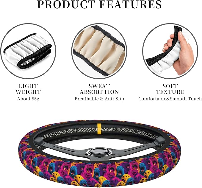 Car Steering Wheel Cover 15 Inch Leather Breathable Universal Auto Steering Wheel Protector Fit Auto Suvs Van Truck - Playful Walrus Wonders 1