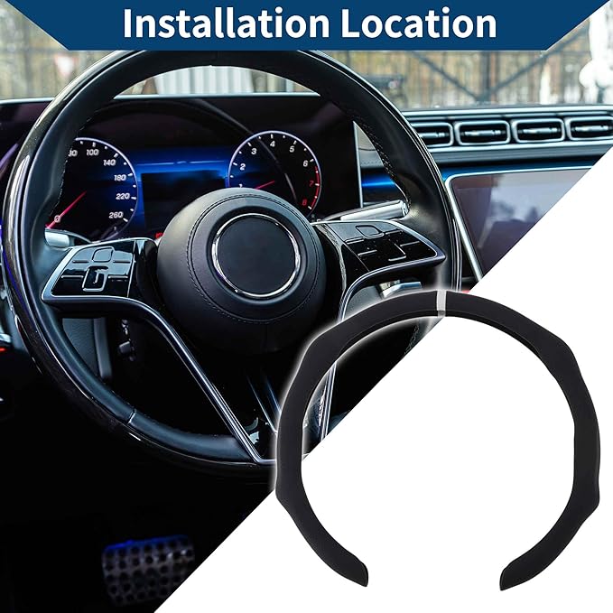 PU Artificial Leather Steering Wheel Cover ABS Car Steering Wheel Protector 14.96" Black White 1Pc