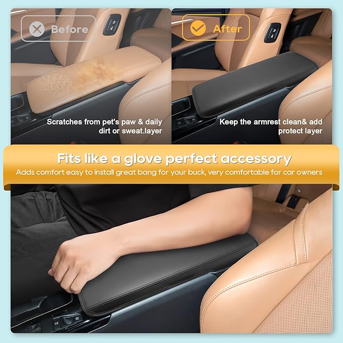 LFOTPP Armrest Cover for 2025-2026 Toyota Camry (LE/SE/XLE/XSE) Toyota Camry Accessories Center Console Cover Arm Rest Protector Middle Lid Pad Protector PU Leather, Anti-Scratch,Non-Slip
