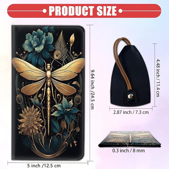 Car Document Holder with Magnetic Shut, Car Registration & Insurance Card Holder, Waterproof PU Leather Glove Box Organizer Vehicle Accessories Driver License for Women/Men, Dragonfly Art Pattern