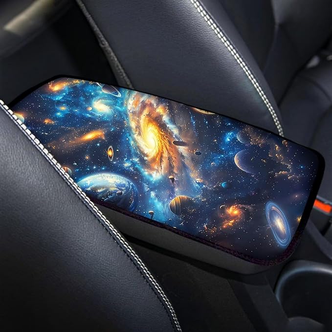 Galaxy Car Center Console Armrest Pad Dustproof Car Center Console Cover Soft Comfy Seat Box Pad Cushion Galaxy Car Accessoriess for Auto Sedan, Van, SUV, Truck