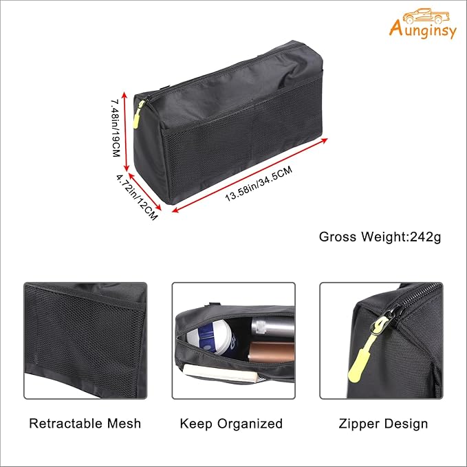 Aunginsy Rear Row Seat Concealed Storage Bag Compatible with Toyota Tundra 2022-2025 Pickup Truck, Back Seat Luggage Storage Bag Organizer Seatback Bag with Tape Oxford Cloth Space Saving Accessories